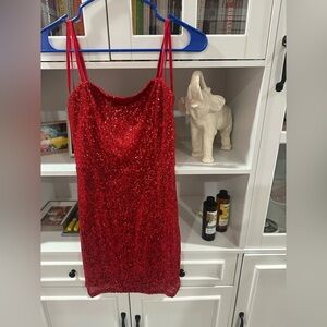 Elegant Red Sequin Dress - Crystal Sky - NWT